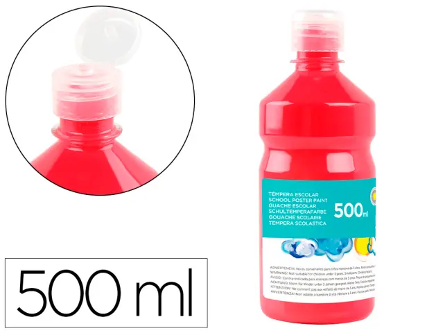 Imagen Tempera liquida liderpapel escolar 500 ml rojo escarlata