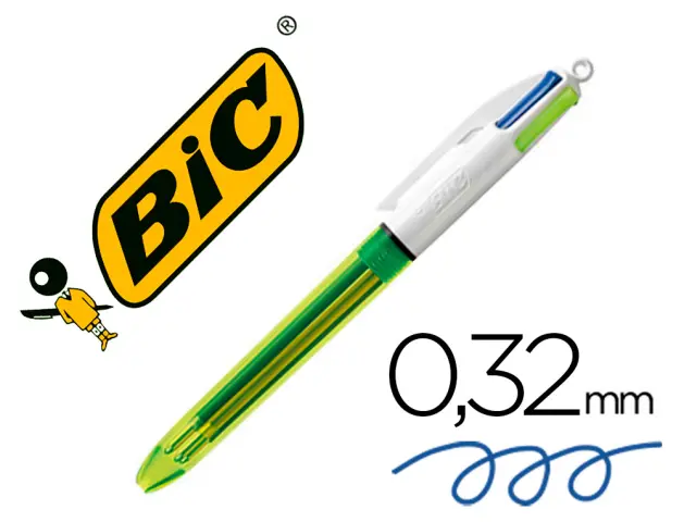 Imagen Boligrafo bic cuatro colores azul / negro / rojo / amarillo fluor punta media 1 mm