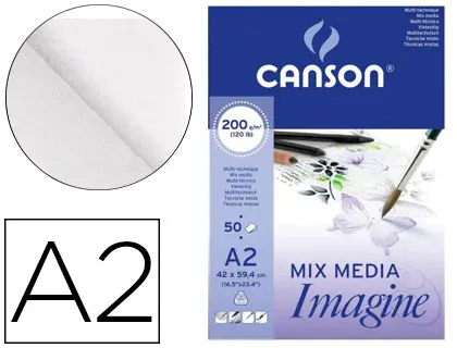 Imagen Bloc dibujo multitecnicas canson imagine din a2 encolado liso 42x59,4 cm 50 hojas 200 gr