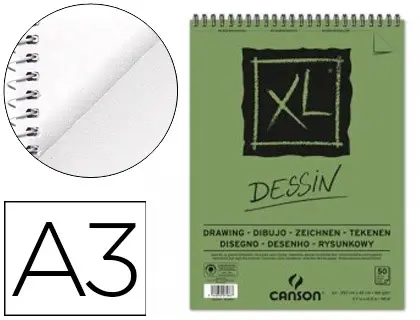 Imagen Bloc dibujo canson xl dessin din a3 liso microperforado espiral 29,7x42 cm 50 hojas 160 gr