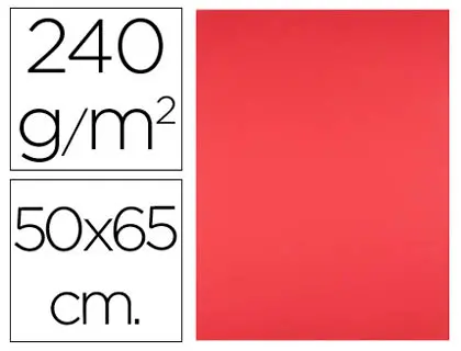 Imagen Cartulina liderpapel 50x65 cm 240g/m2 rojo paquete de 25 unidades