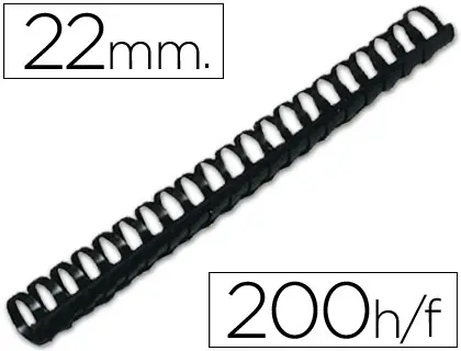 Imagen Canutillo q-connect redondo 22 mm plastico negro capacidad 200 hojas caja de 50 unidades