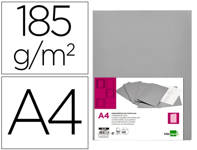 Imagen Subcarpeta liderpapel a4 gris 80g/m2