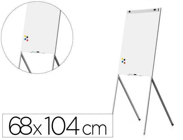 Imagen Pizarra blanca rocada para conferencias lacada magnetica metalica con brazo extensible lateral para 2 hojas 68x104 cm