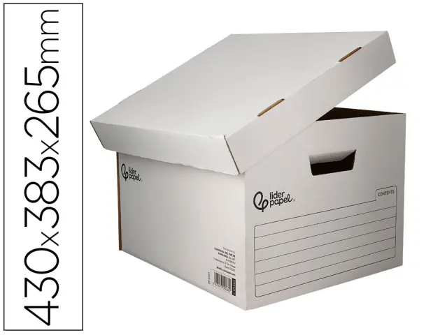 Imagen Cajon liderpapel carton 100% reciclado automatico para 4 cajas archivo def. folio / 5 archivadores a-z 430x383x265