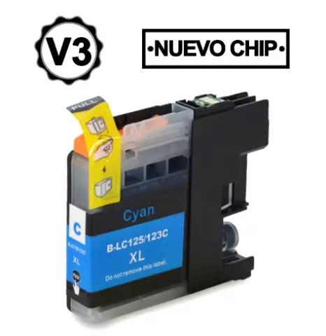 Imagen BROTHER LC121XL/LC123XL V3 CYAN CARTUCHO DE TINTA GENERICO LC121C/LC123C