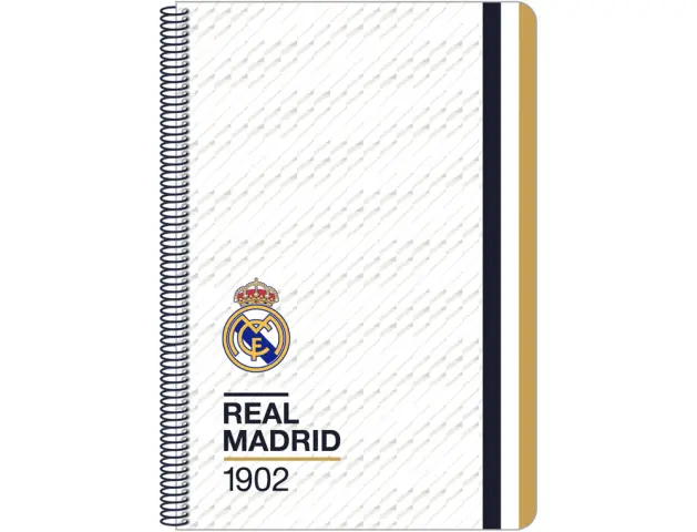 Imagen Cuaderno espiral safta folio 80 h 60 gr cuadro 4 mm tapa extradura real madrid 1 equipacion 23/24